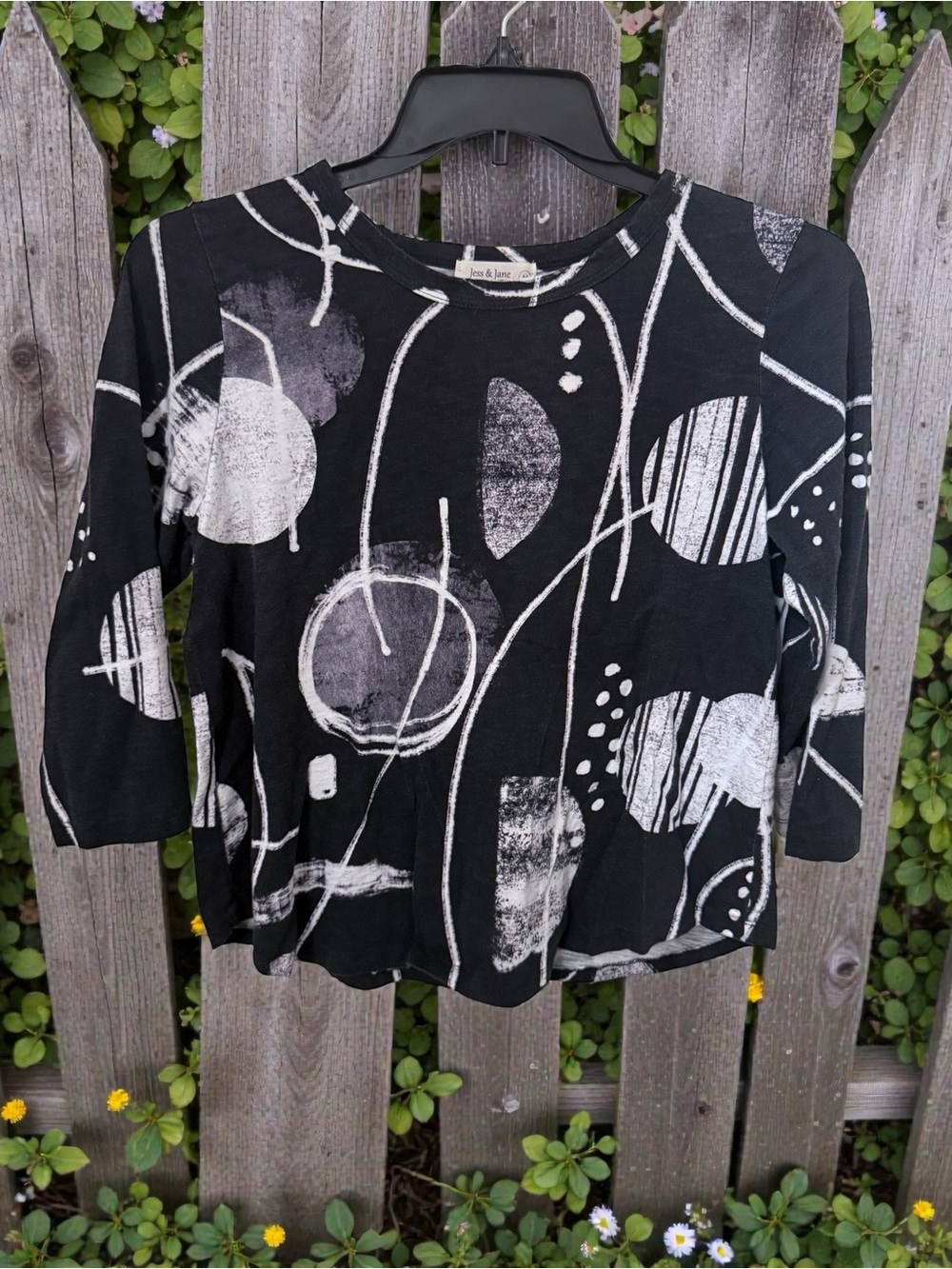 Jose & Mary Black Abstract Print Long Sleeve Tee
